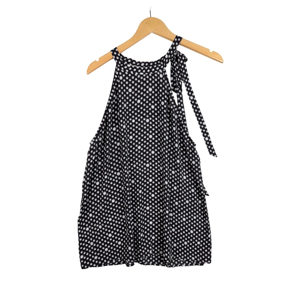 Ann Taylor LOFT Printed Halter Top size Large Black/White‎